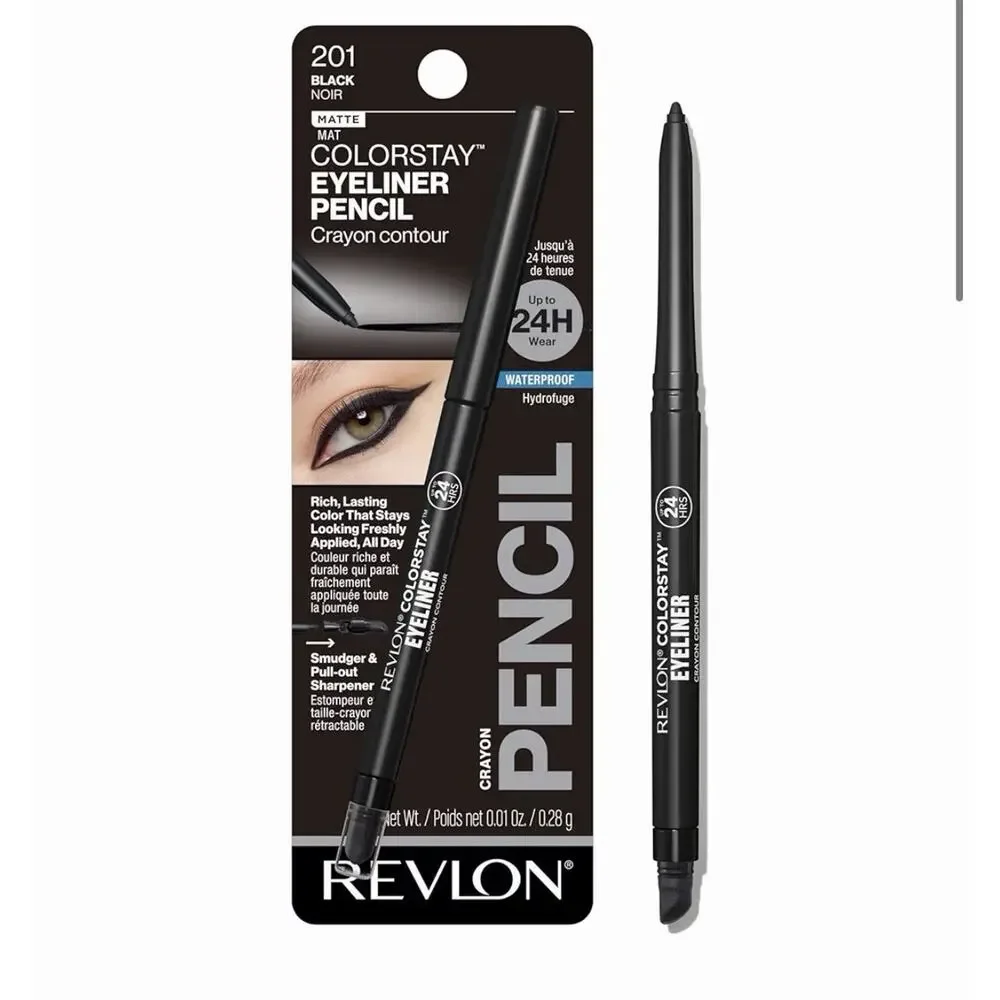 2 PACK Revlon ColorStay Pencil Waterproof Eyeliner, 201 Black, AUTHENTIC NEW